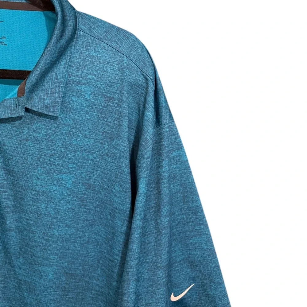 Nike Golf Dri-FIT Polo Shirt Mens 3XL Teal Blue Heathered Performance Sporty
